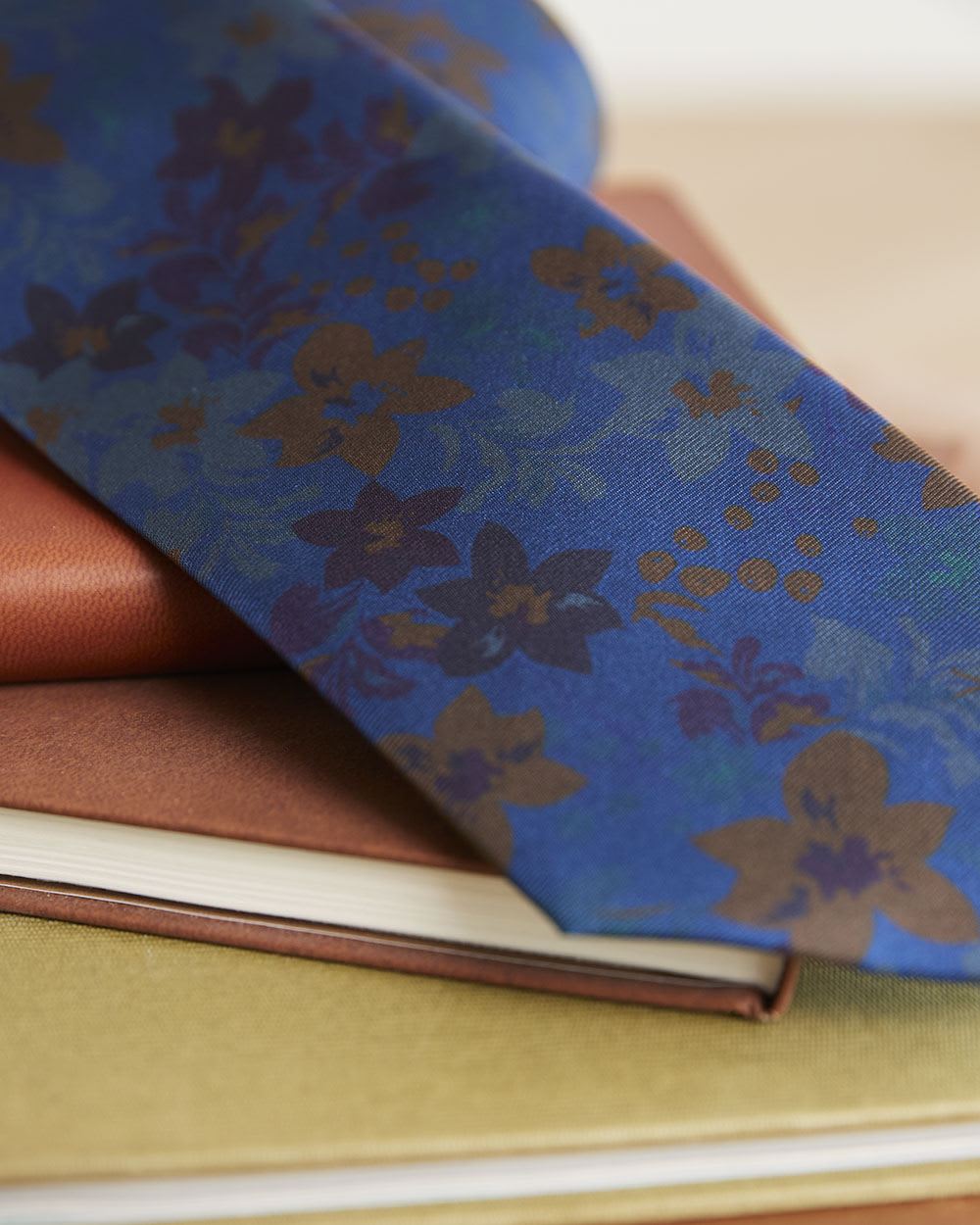 Navy Regular Tie with Floral Pattern