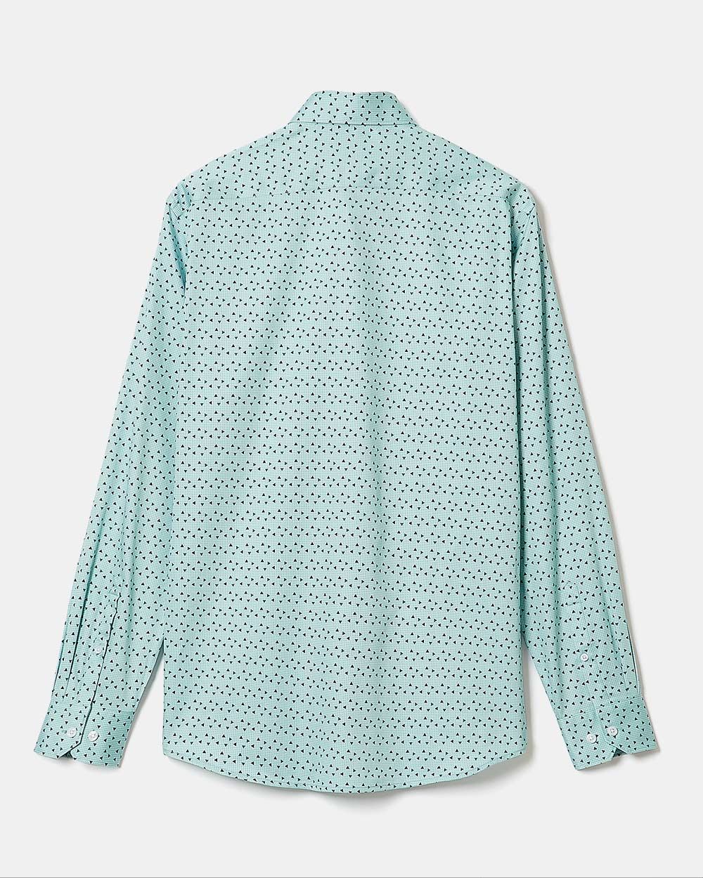 Blue Regular-Fit Dress Shirt with Triangle Pattern