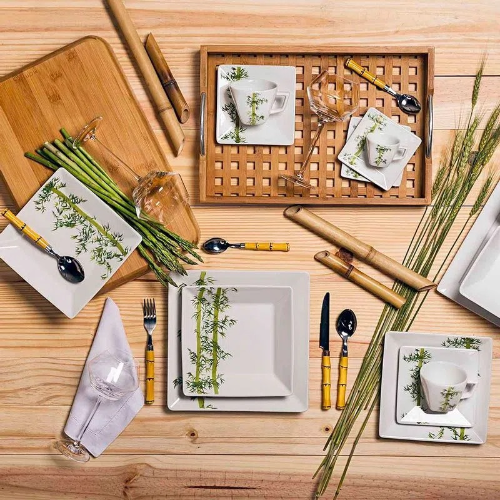 Oxford Quartier Bamboo 20 Pieces Dinnerware Set Service for 4