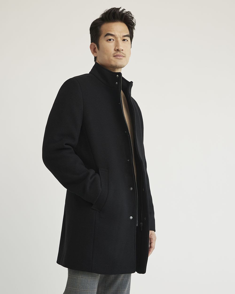 Classic Wool Coat with Mock Neckline