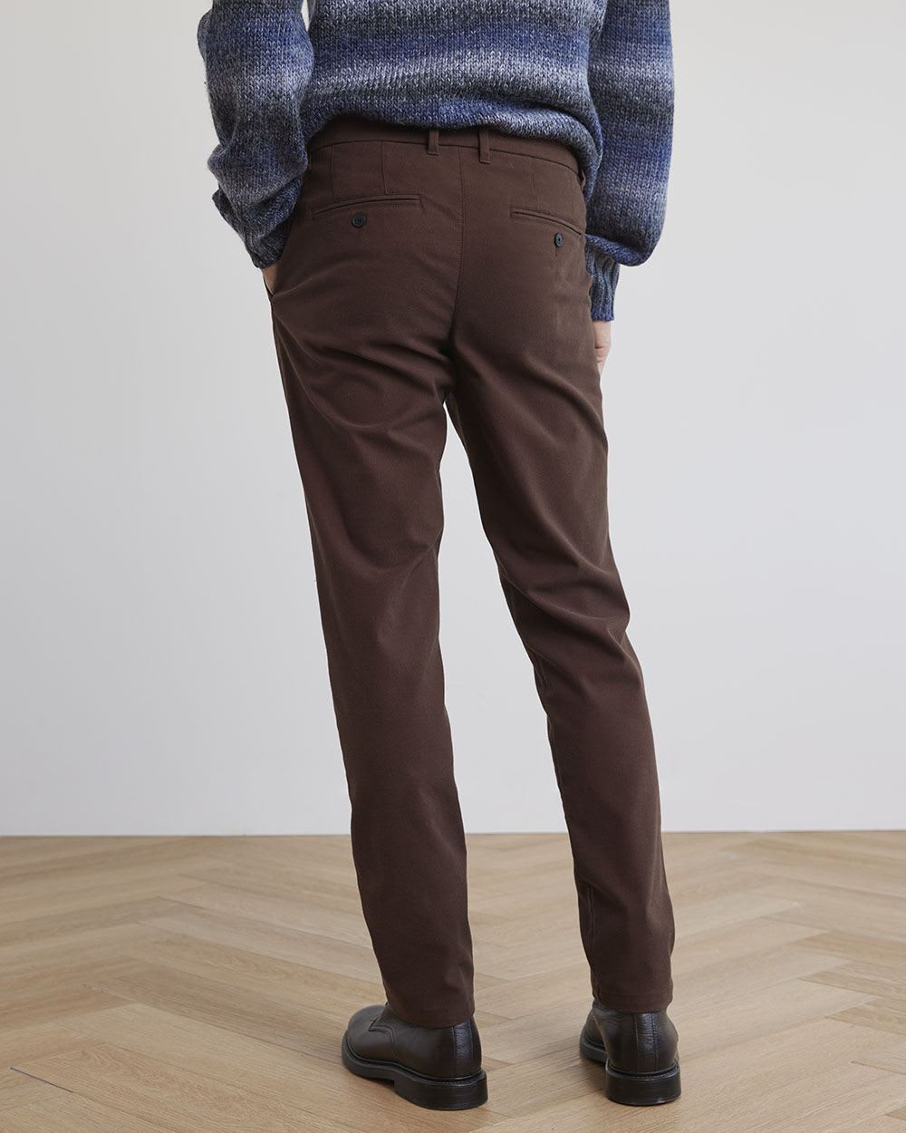 Solid Slim-Fit Brushed Pants