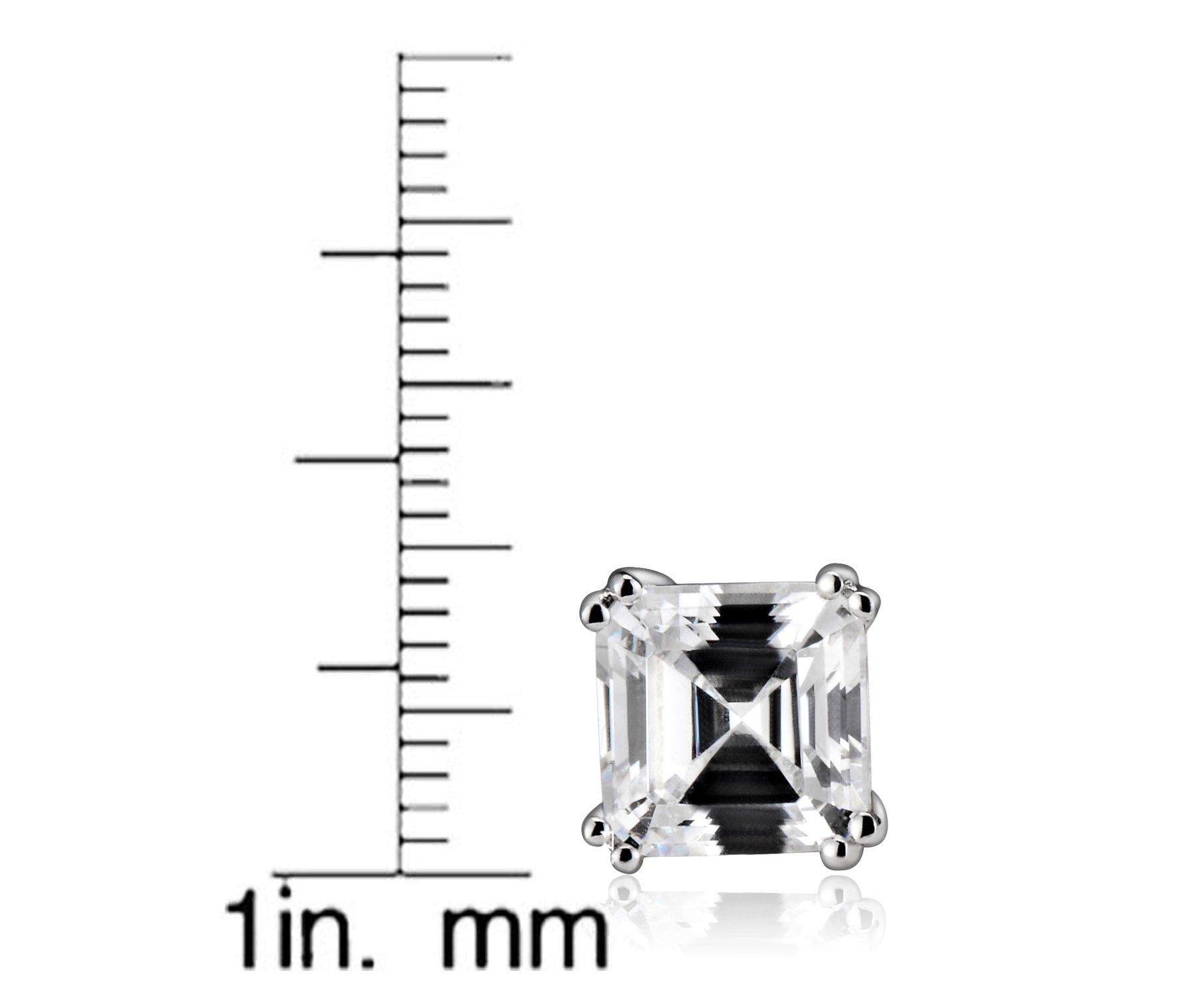 GV Cubic Zirconia Sterling Silver Assher Cut Square White or Gold Plated Stud Earrings