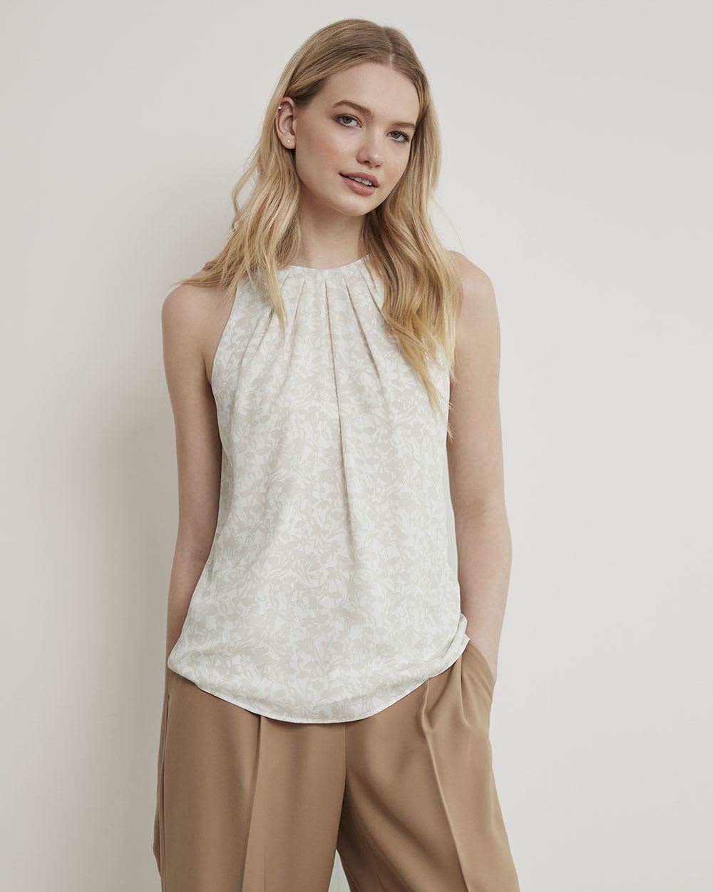 Silky Crepe Crew-Neck Cami