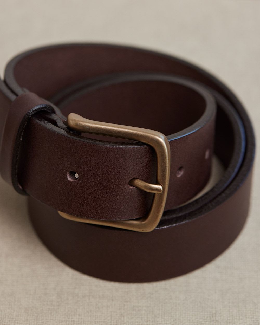 Brown Leather Belt with Square Buckle
