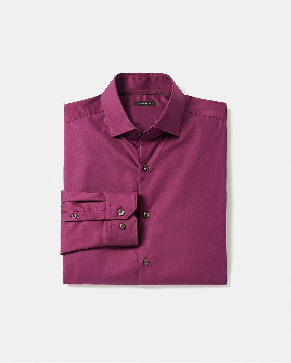 Slim-Fit Solid Sateen Dress Shirt