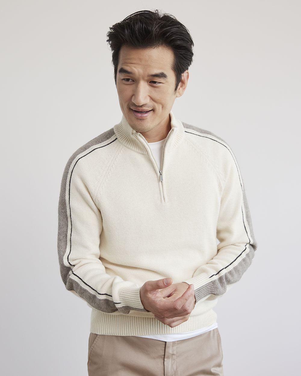 Long-Sleeve Half-Zip Mock-Neck Pullover