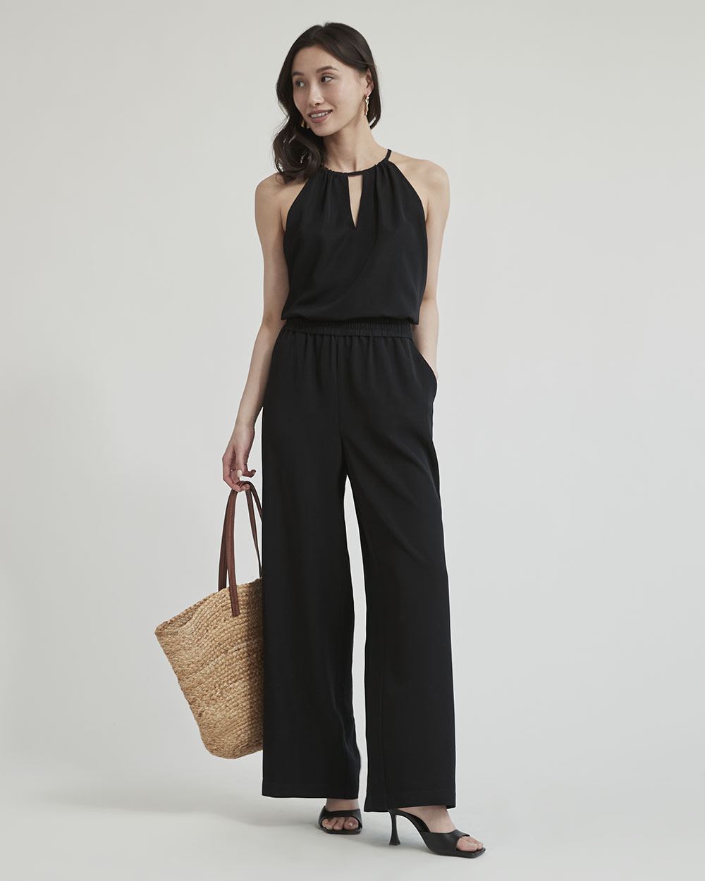 Sleeveless Blouse with Halter Neckline