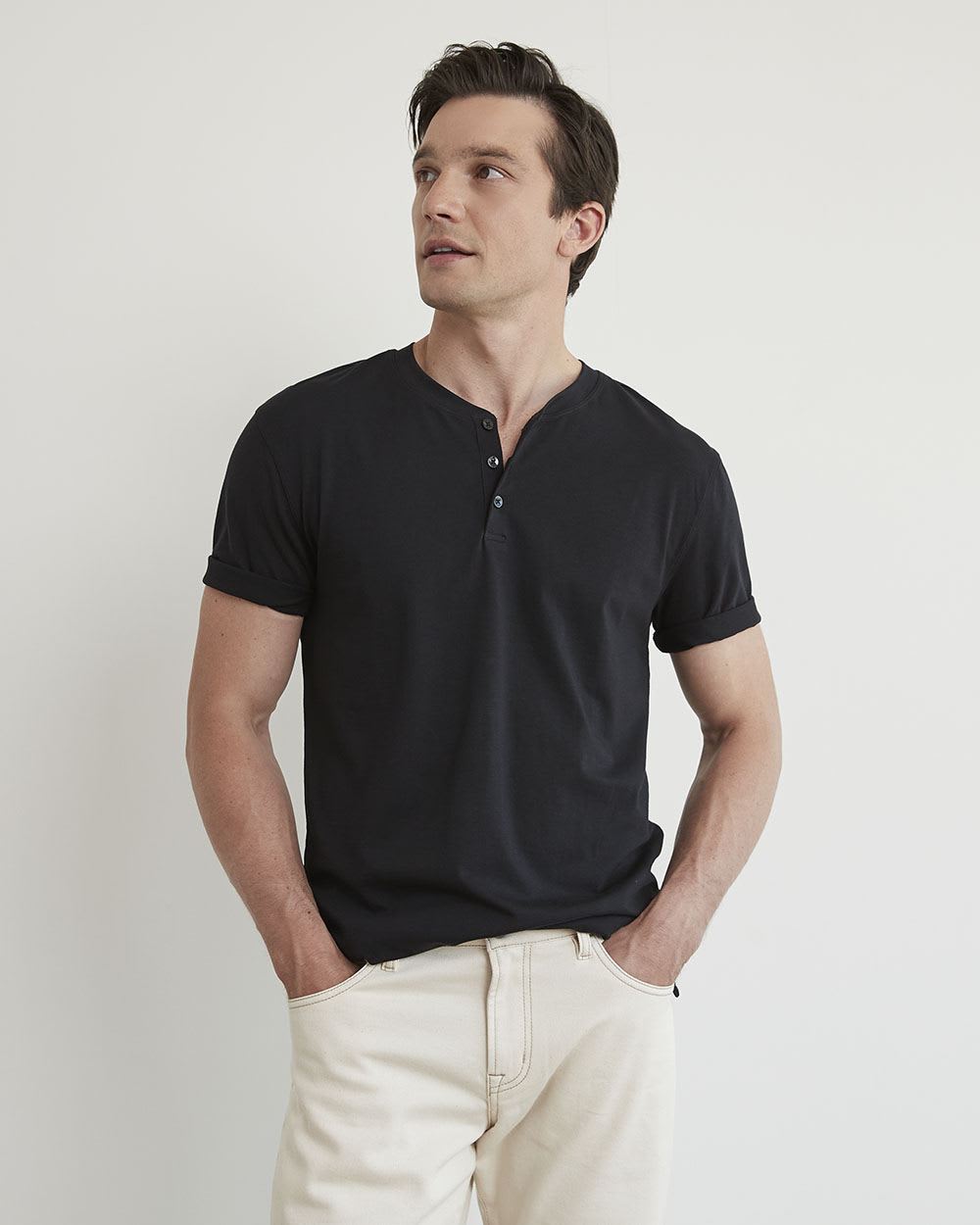 Supima Cotton (R) Henley Short Sleeve T-Shirt