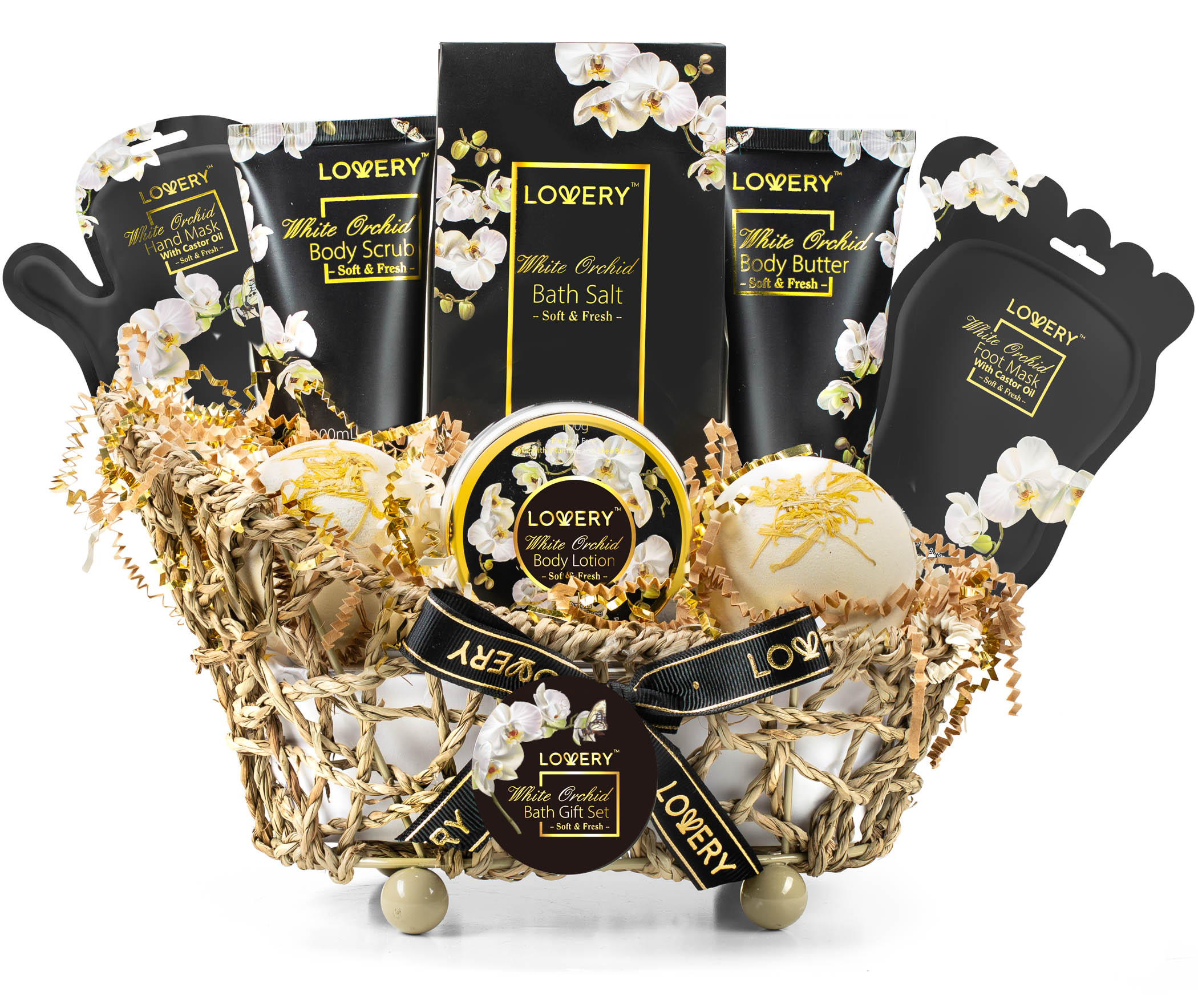 Lovery Luxury Spa Bath Set - White Orchid - With Hand & Foot Lotion Masks