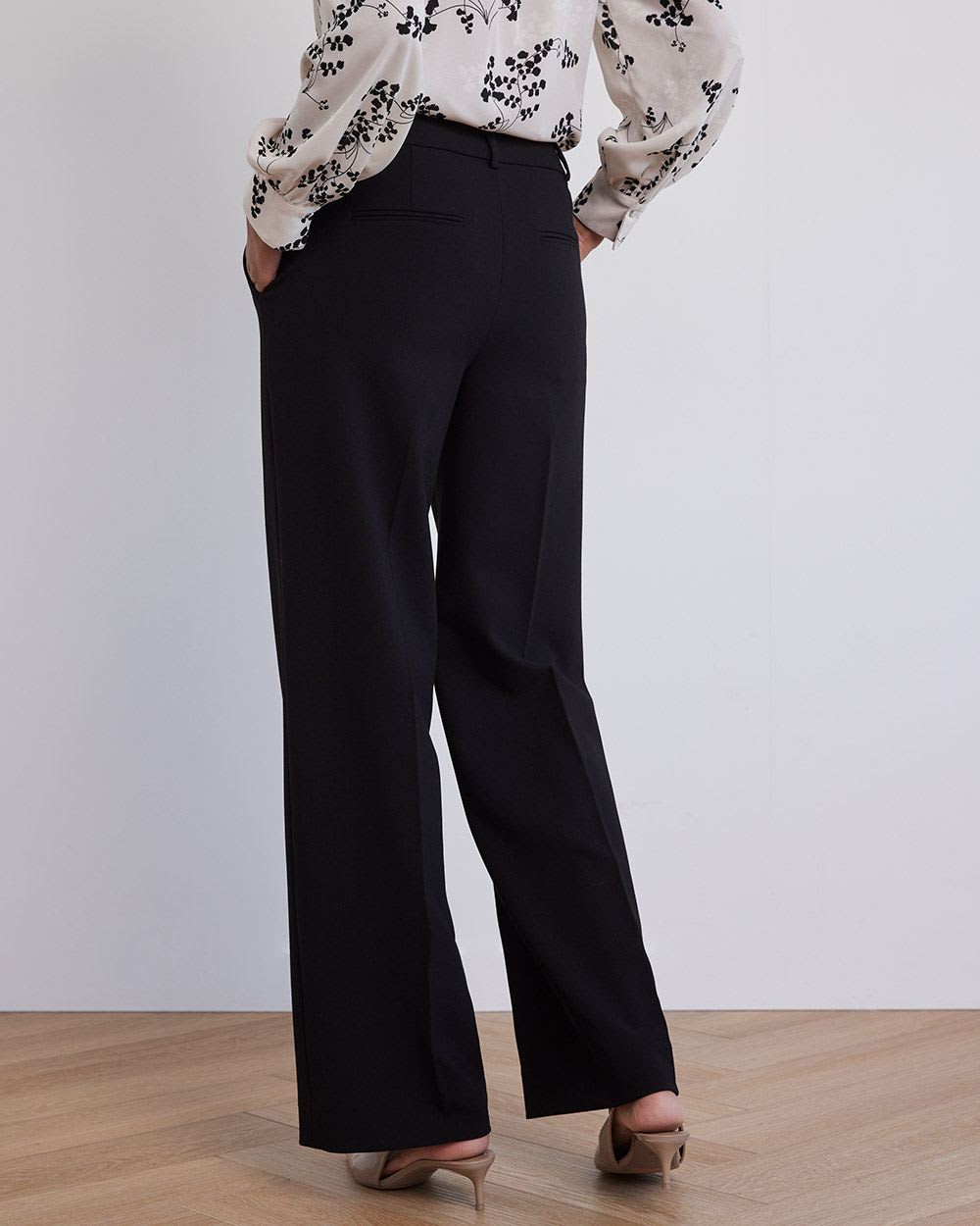 Wide-Leg Mid-Rise Twill Pant