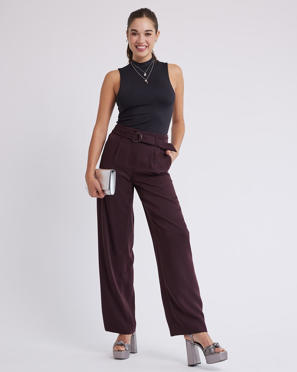 Wide-Leg High-Rise Satin Pant