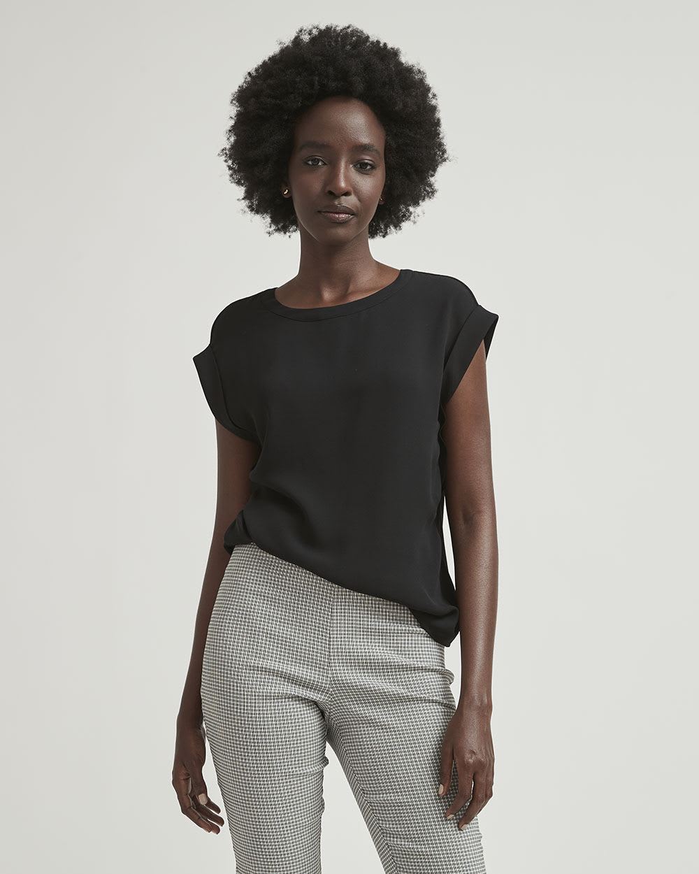 Mix-Media Extended-Sleeve Crew-Neck T-Shirt