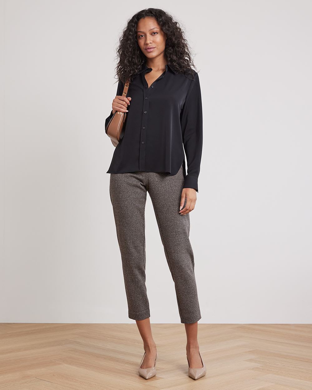 Long-Sleeve Buttoned-Down Twill Blouse