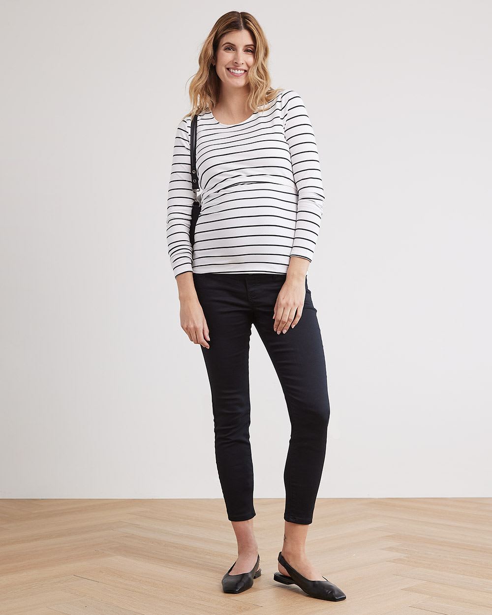 Nursing Long-Sleeve Top with Scoop Neckline, Set of 2 - Thyme Maternity