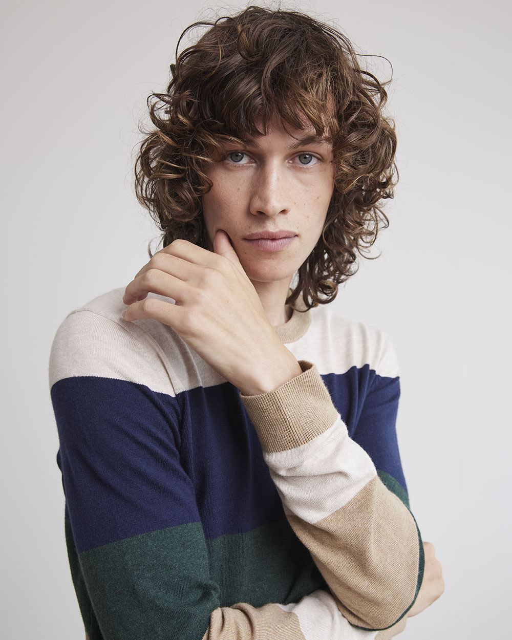 Crew-Neck Sweater with Colour Blocks