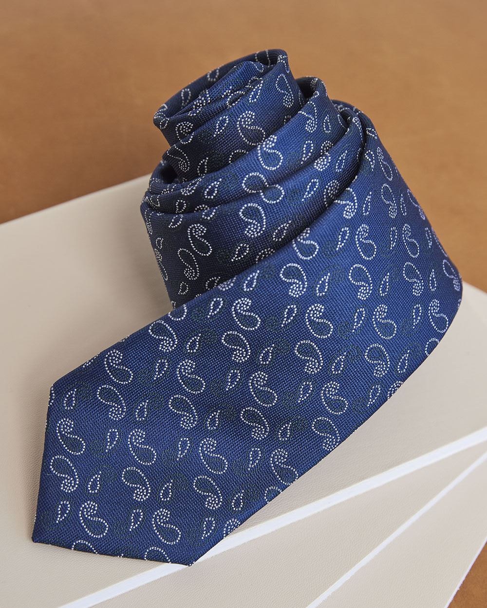 Wide Dark Blue Tie with Paisley Pattern