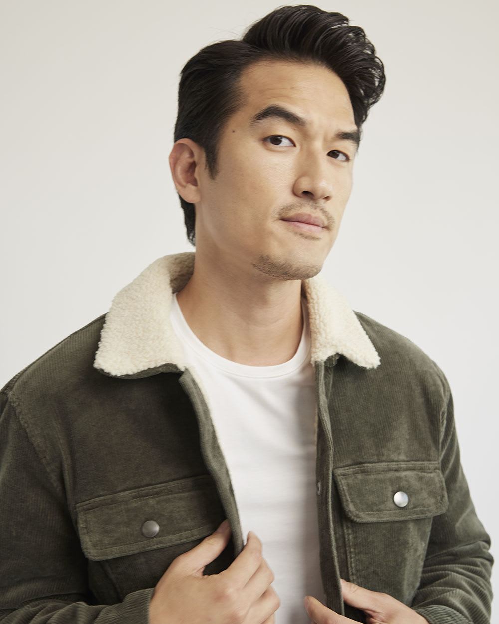 Corduroy Overshirt with Sherpa Lining