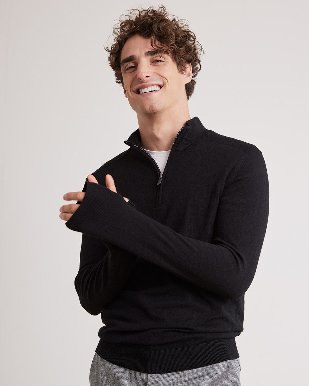 Mock-Neck Sweater with Half-Zip