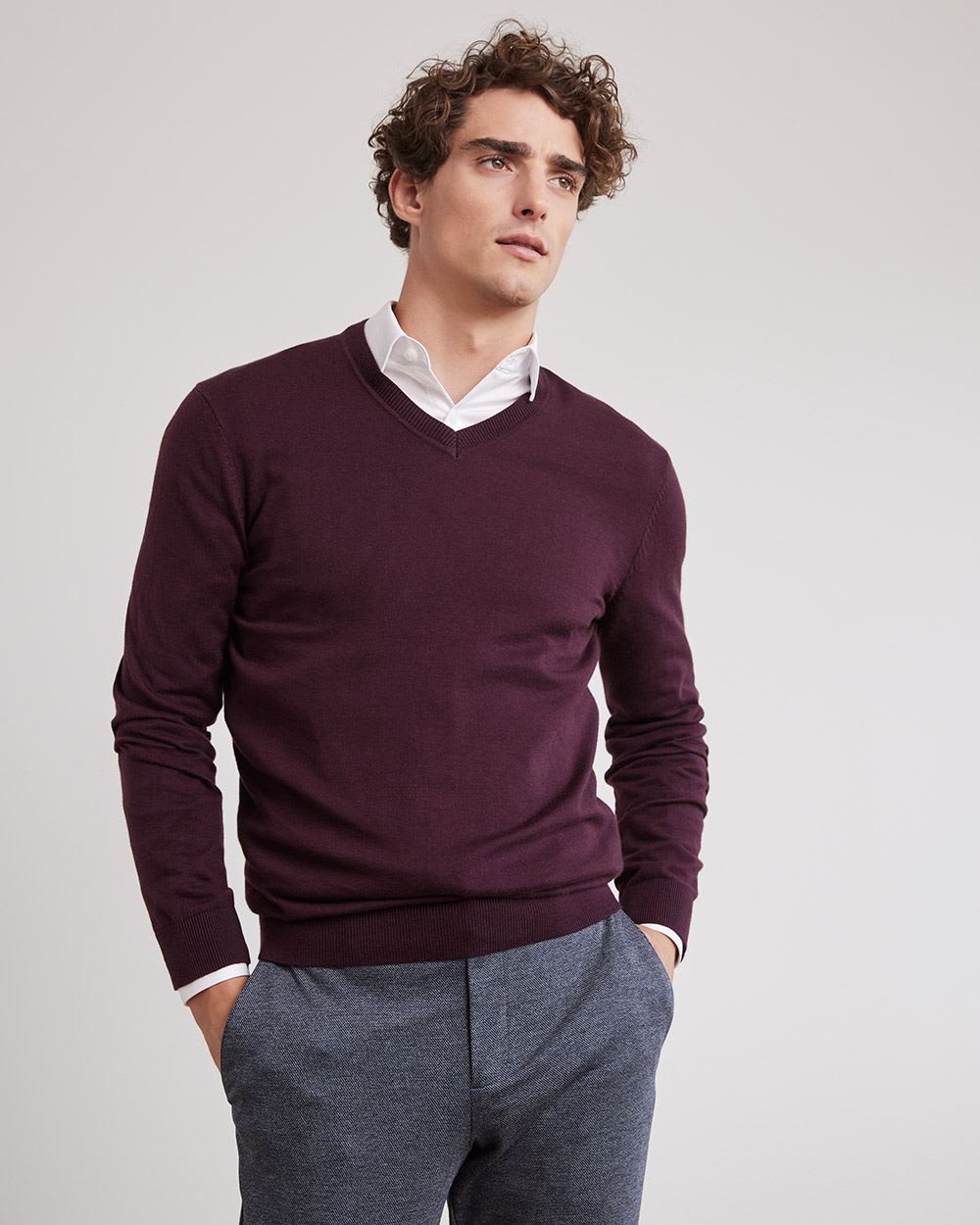 Basic Long-Sleeve V-Neck Sweater
