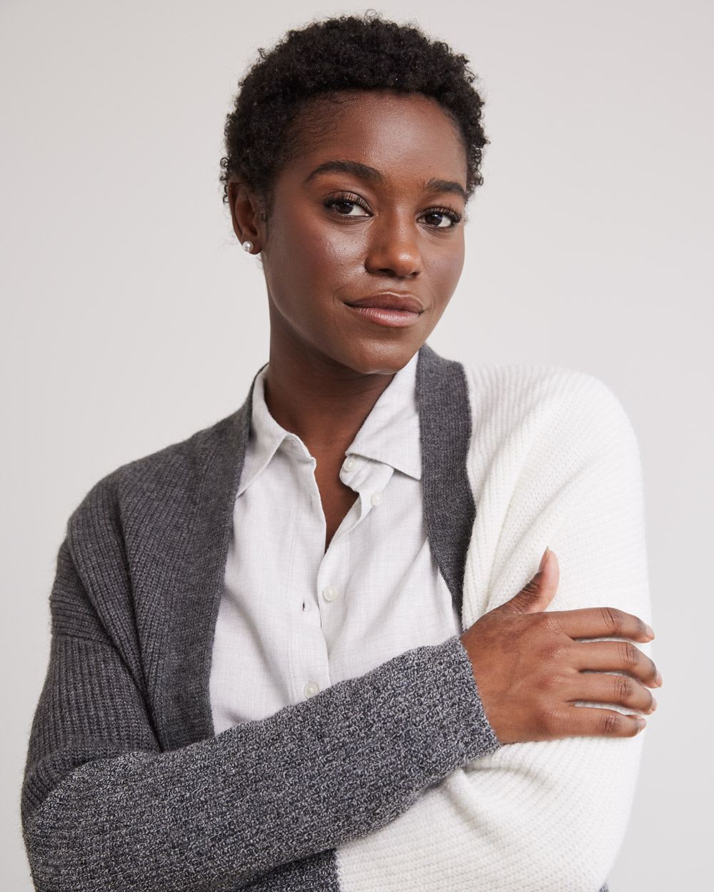 Long Open Cardigan with Colour Blocks