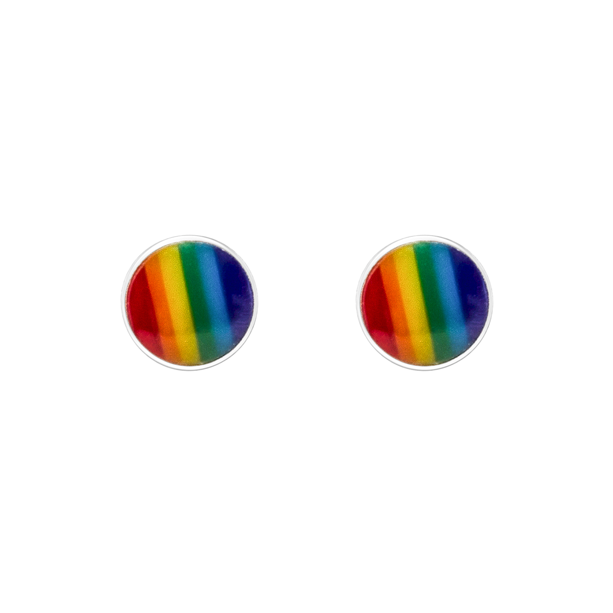 Ag Sterling - Sterling Silver Multi Colored Circular Stud Earrings