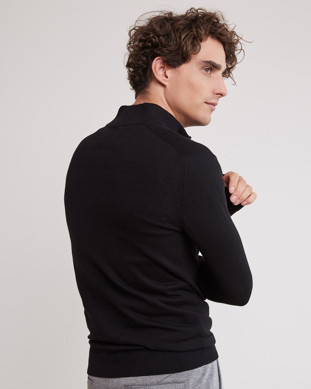 Mock-Neck Sweater with Half-Zip