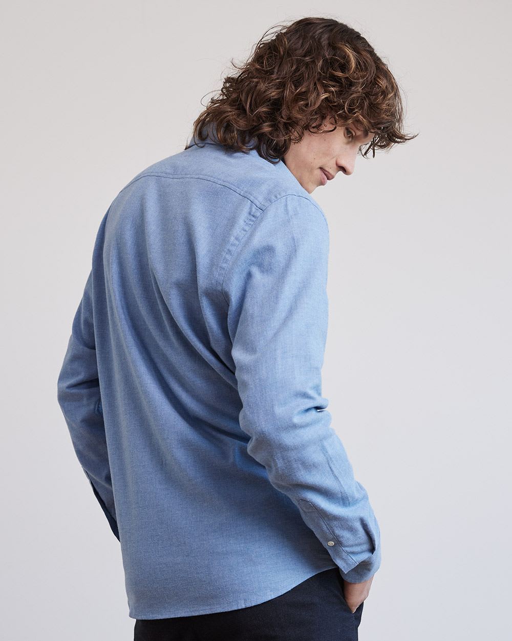 Slim-Fit Solid Flannel Shirt