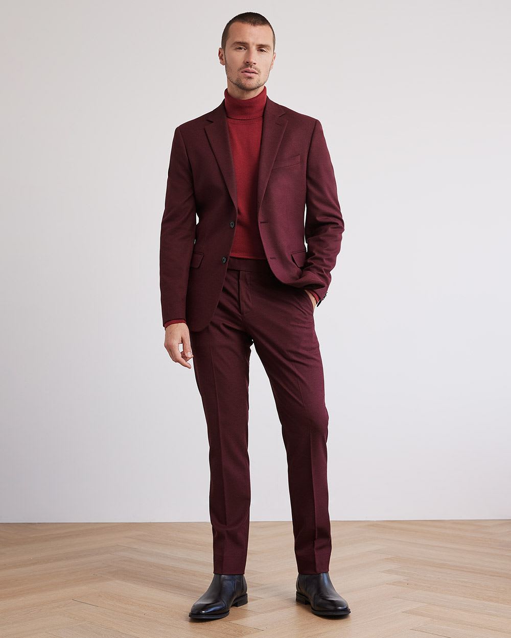 Slim-Fit Brushed Suit Pant