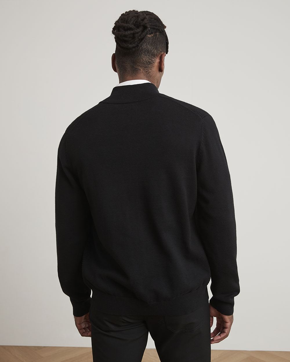 Long-Sleeve Mock-Neck Zipped Cardigan