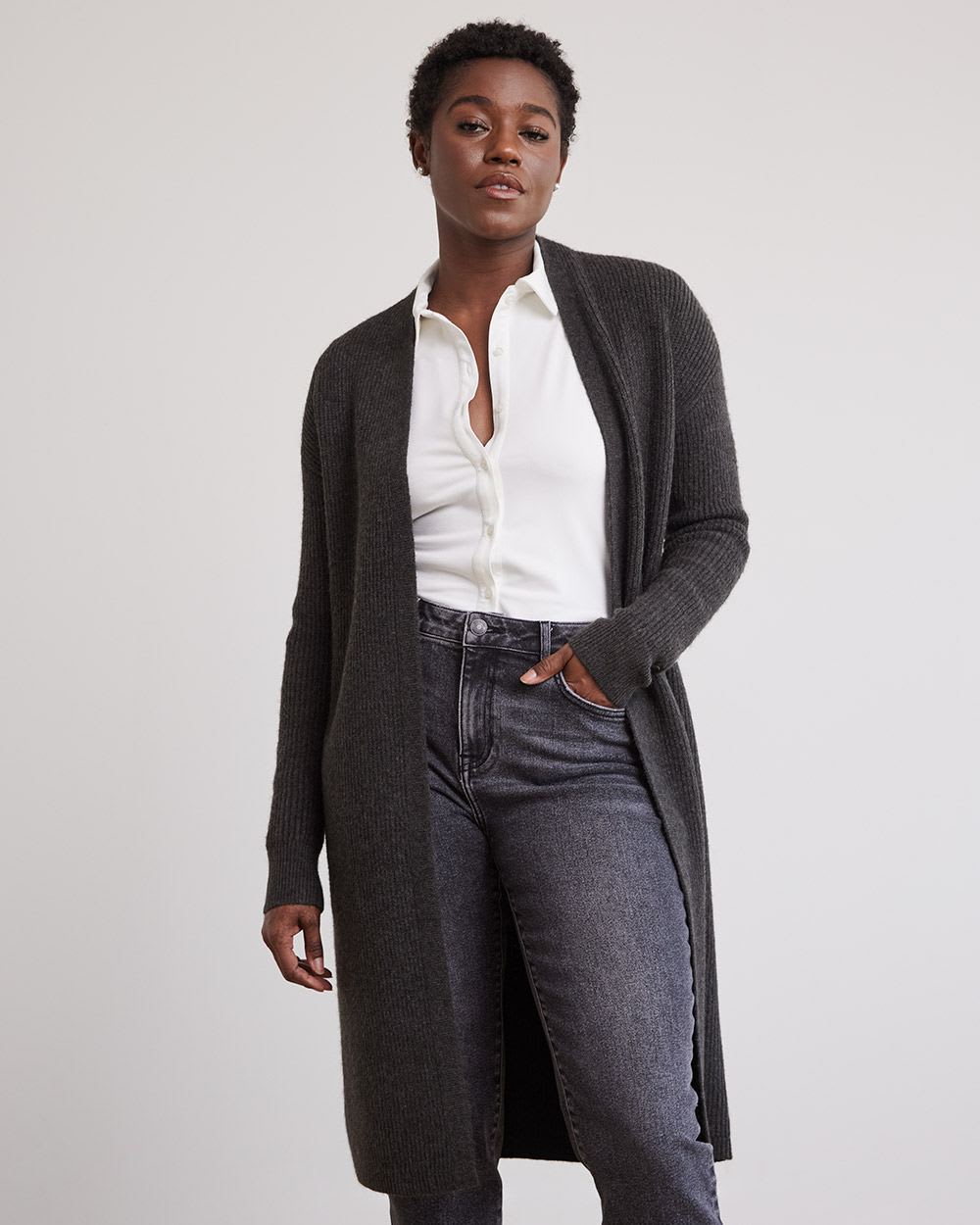 Straight-Leg High-Rise Grey Jeans