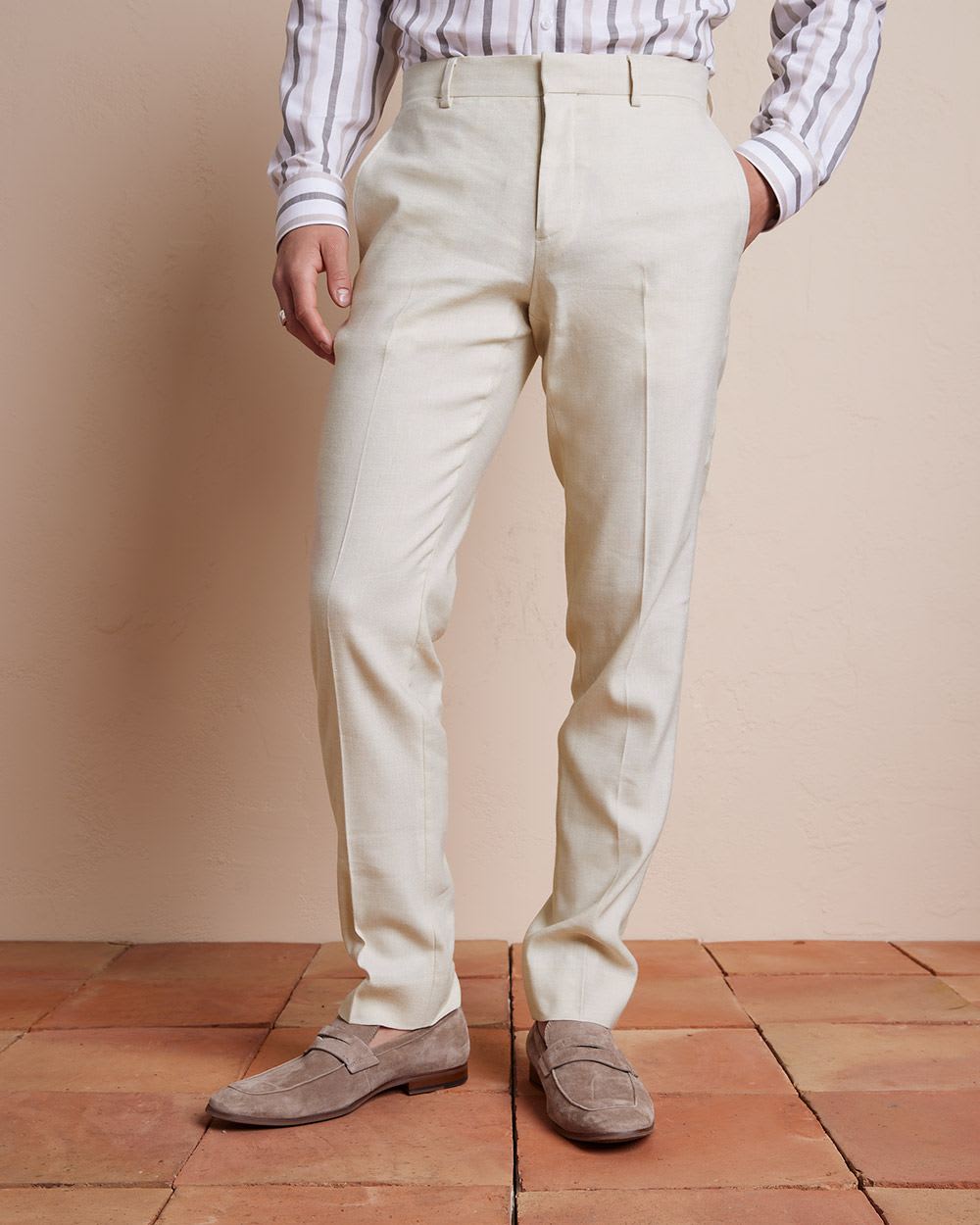 Slim Fit Stretch Linen Suit Pant