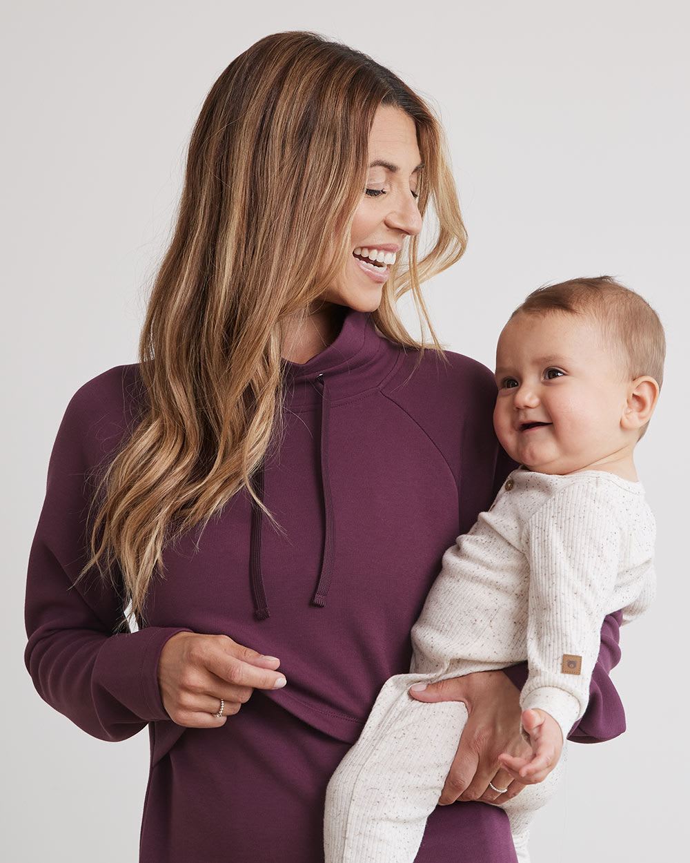 Long-Sleeve French Terry Dress with High Neckline - Thyme Maternity