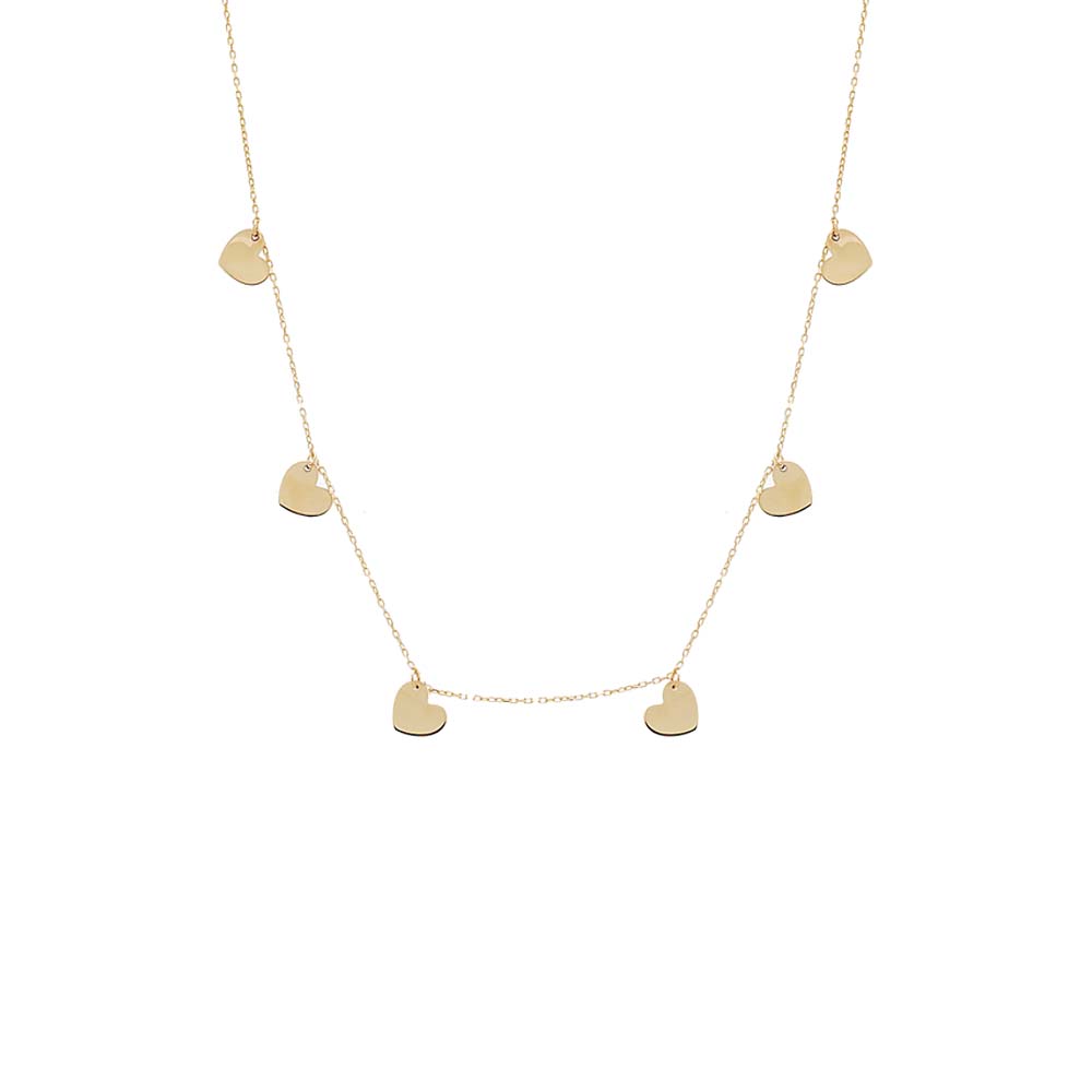 By Adina Eden -SOLID DANGLING HEARTS NECKLACE 14K - 14K GOLD
