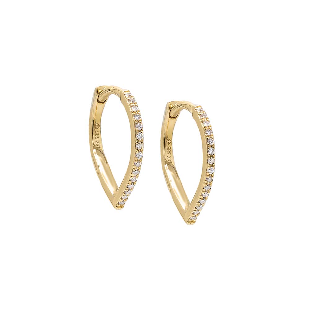 By Adina Eden -DIAMOND PAVE V HUGGIE EARRING 14K - 14K GOLD