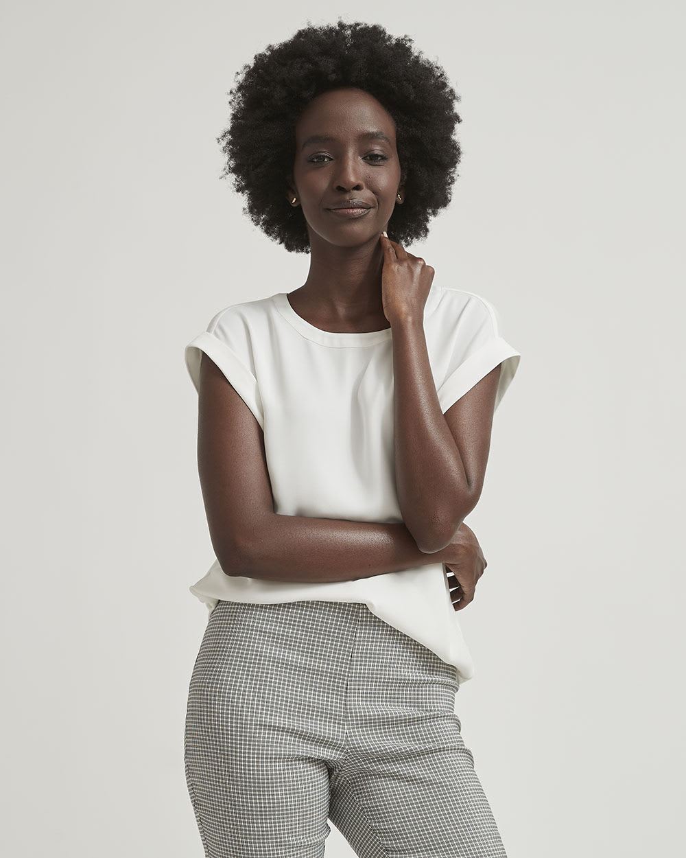 Mix-Media Extended-Sleeve Crew-Neck T-Shirt