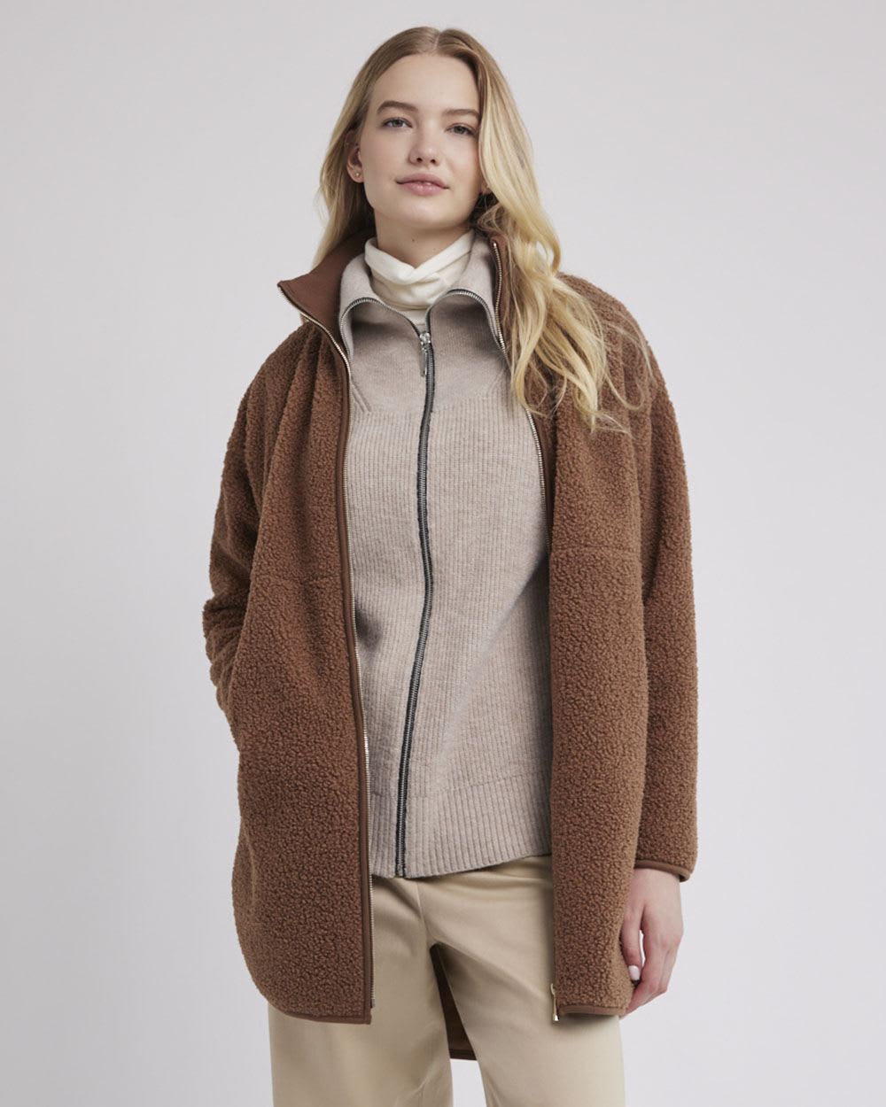 Sherpa Jacket with Zipper Closure