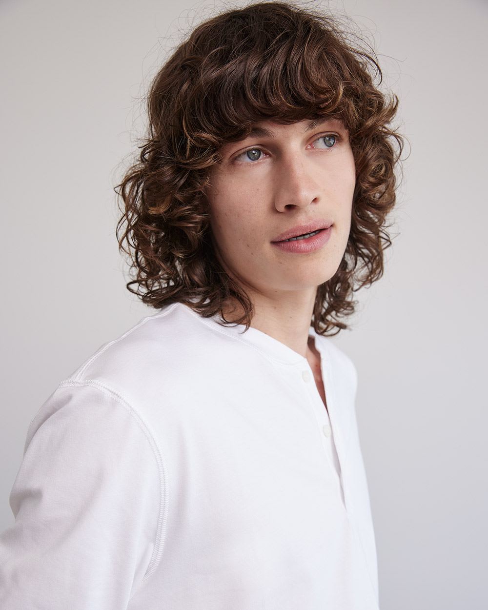Supima (R) Cotton Long Sleeve Henley T-Shirt