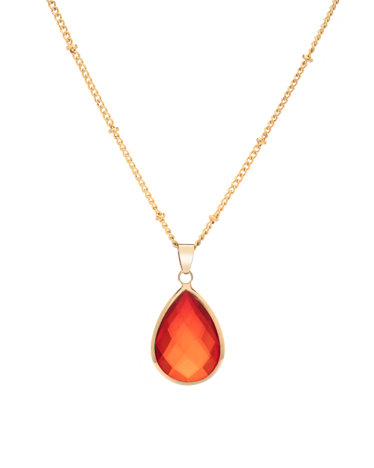 Silvertone July Ruby Red Birthstone Teardrop Necklace - Don't AsK