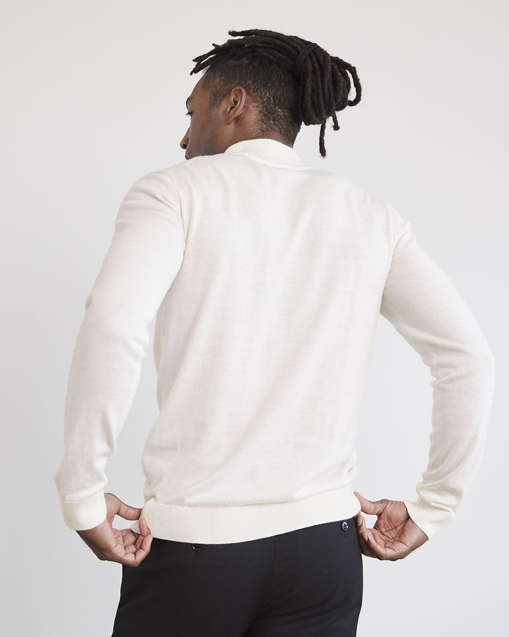 Solid Long-Sleeve Mock-Neck Sweater