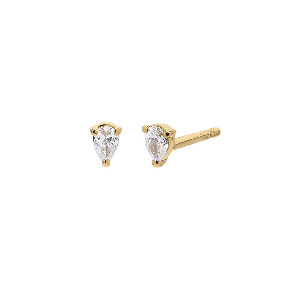 By Adina Eden -DIAMOND PEAR STONE STUD EARRING 14K - 14K GOLD