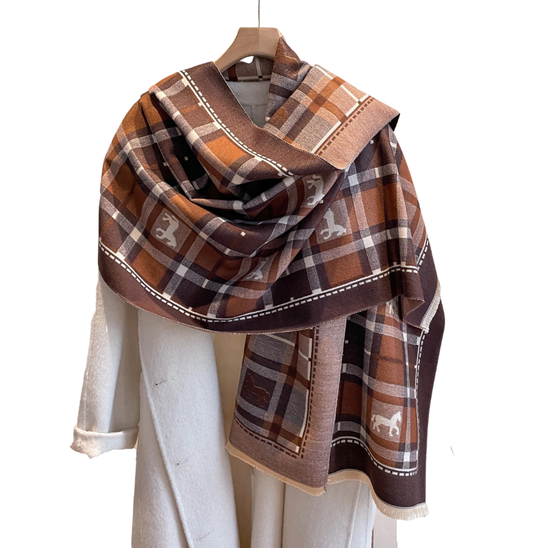 Brown & Burnt Orange Plaid Horse Scarf - Don't AsK