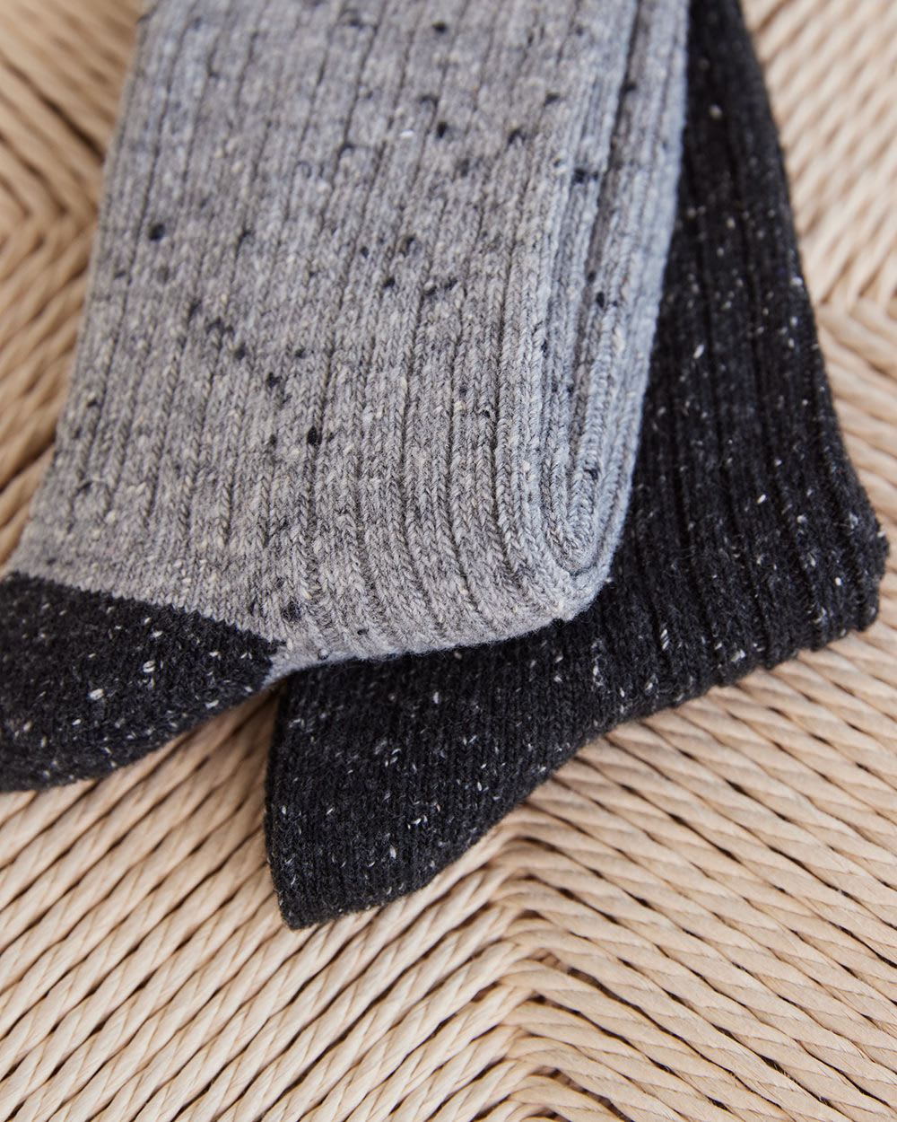 Two-Tone Cozy Socks, 2 pairs