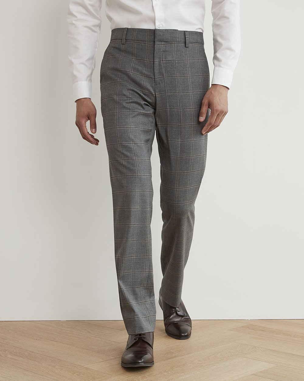 Tailored-Fit Windowpane Grey City Pant