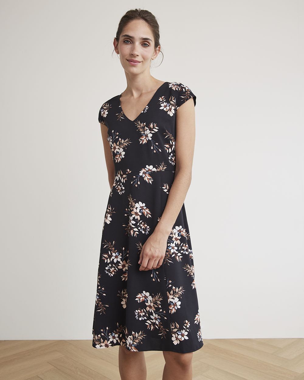 Fit and Flare V-Neck Fluid Dress