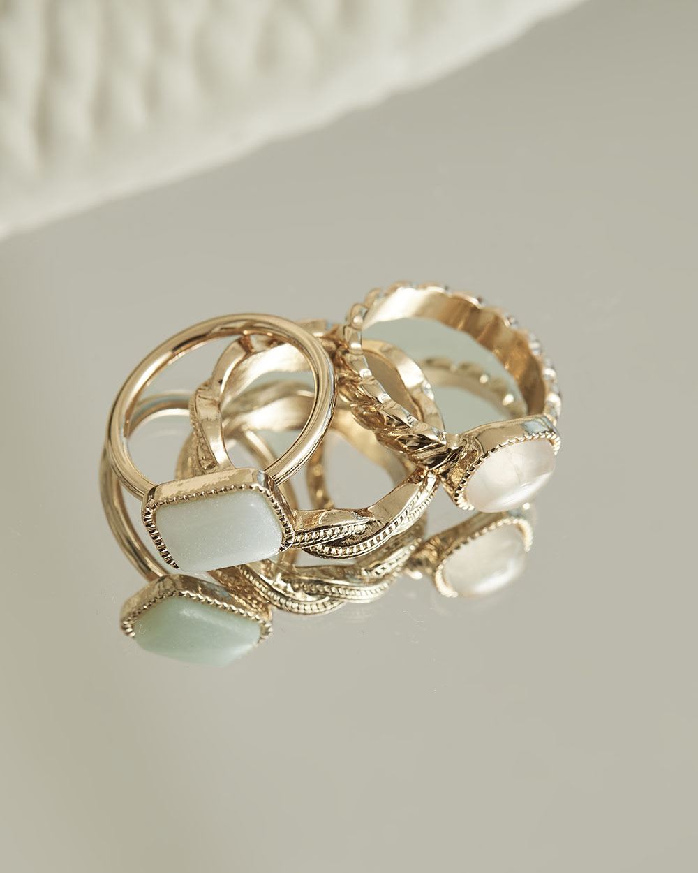 Rings with Stones - Set of 3