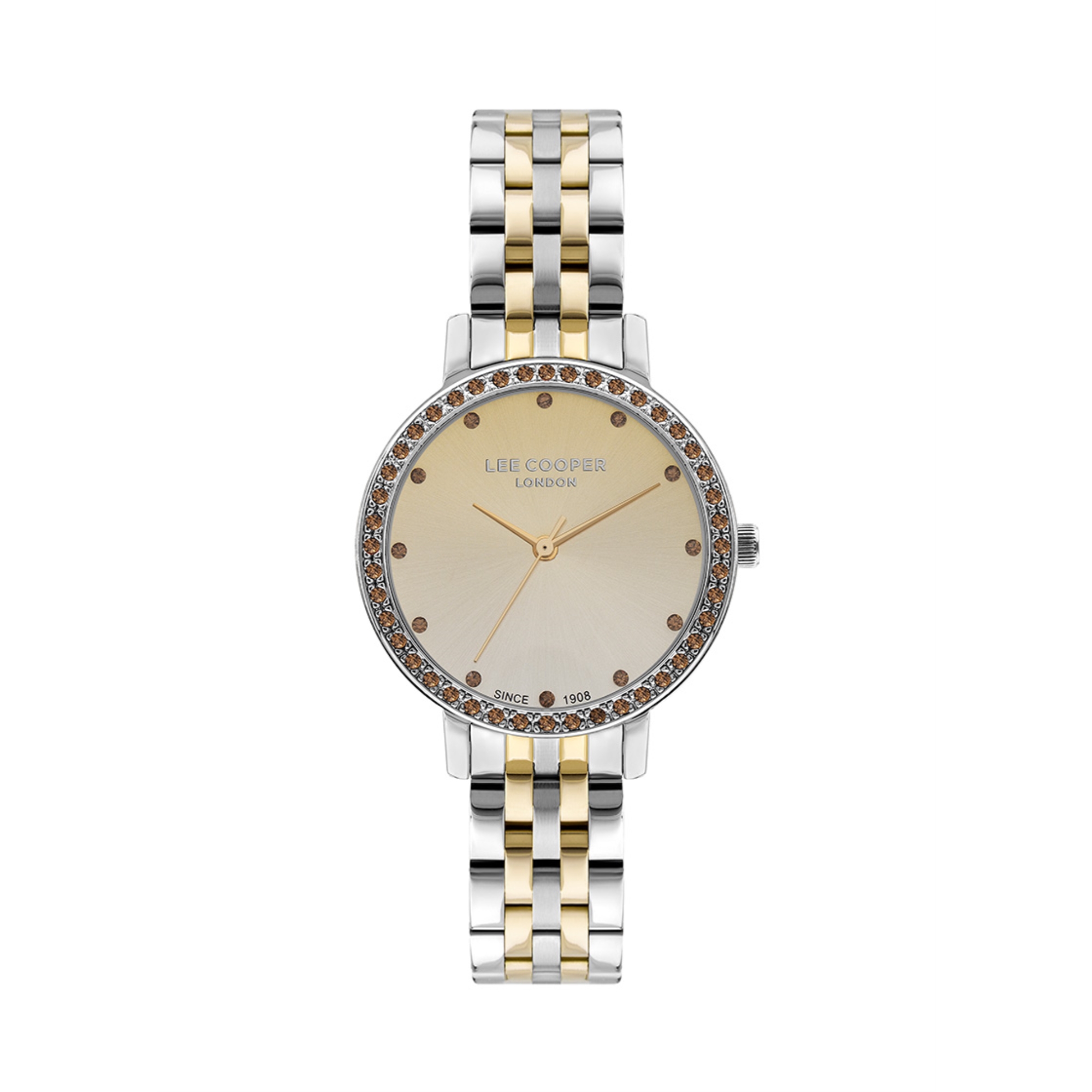 LEE COOPER-Women's Silver 34mm watch w/Sil/Gold Dial