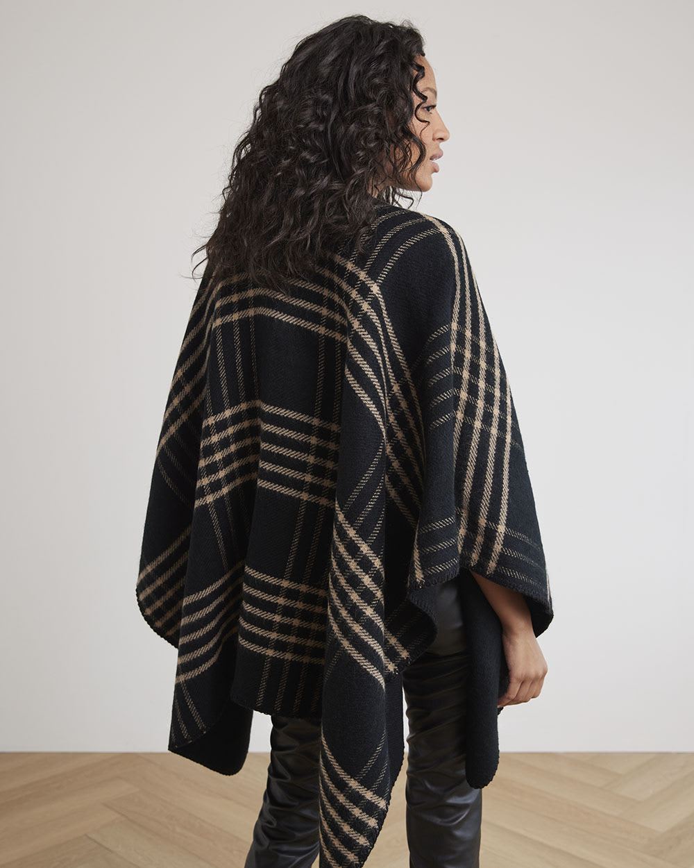 Reversible Plaid Poncho