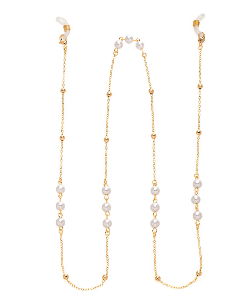 Goldtone & Imitation Pearl Sunglasses Chain- Don't AsK