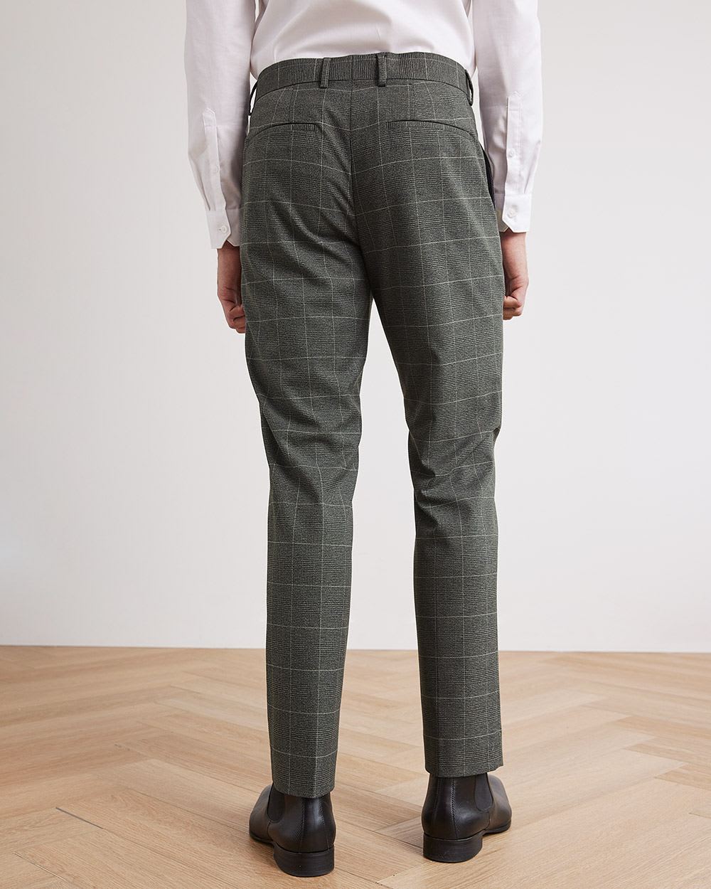 Tailored-Fit Grey Checkered Suit Pant