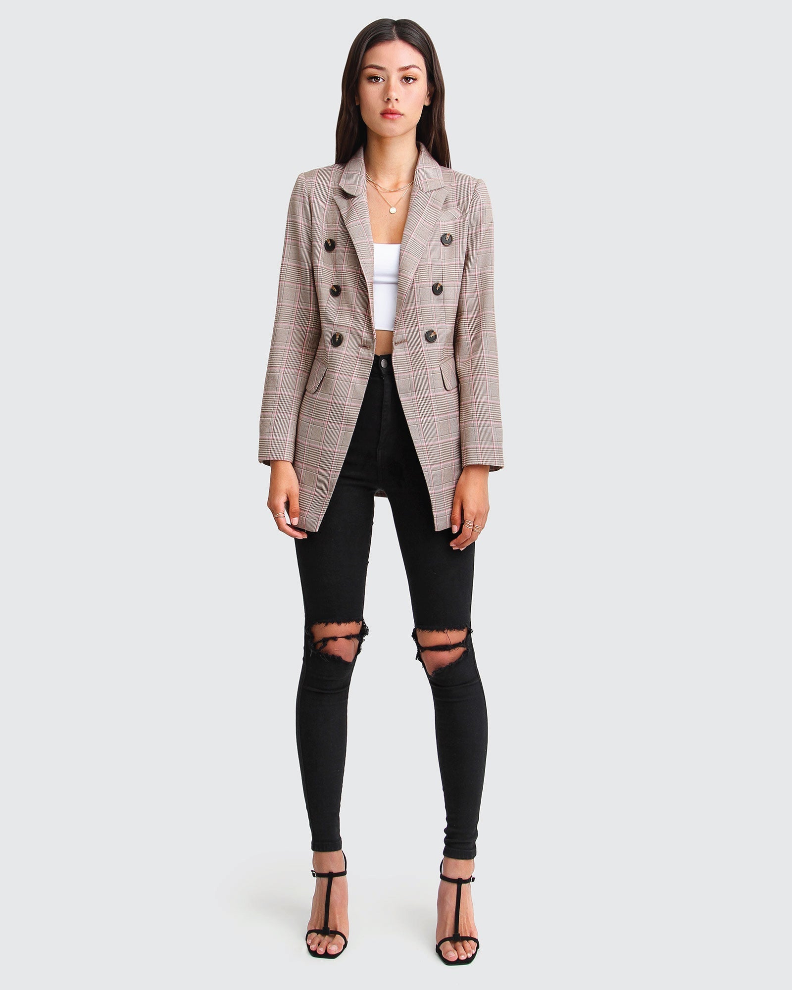 Belle & Bloom Too Cool For Work Plaid Blazer